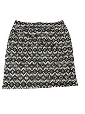 Reitmans Black White Geometric Print Midi Skirt Plus Size 1X